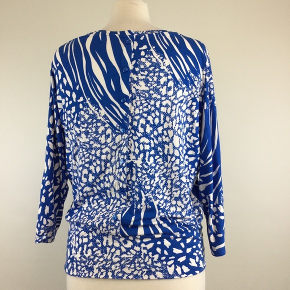 Ann Taylor Loft Multi Blue Blouse Size S - Picture 3 of 5
